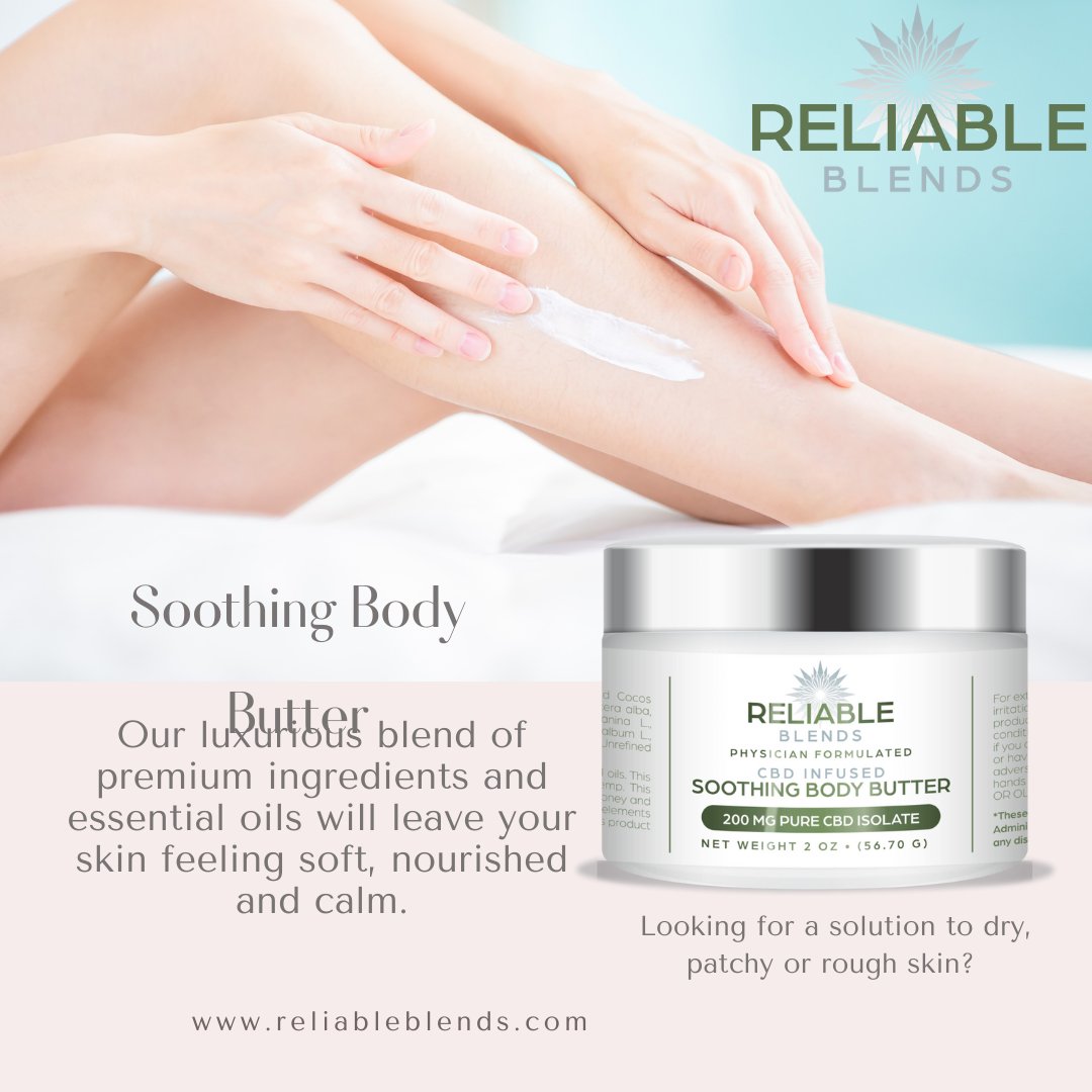 Reliable_Blends's tweet photo. Looking for a solution to dry, patchy or rough skin?
Reliable Blends Soothing Body Butter has you covered!
Our luxurious blend of premium ingredients and essential oils will leave your skin feeling soft, nourished and calm.
https://t.co/5Cot5QqeAU
#reliableblends #skincare https://t.co/Vo7v9OwLQa