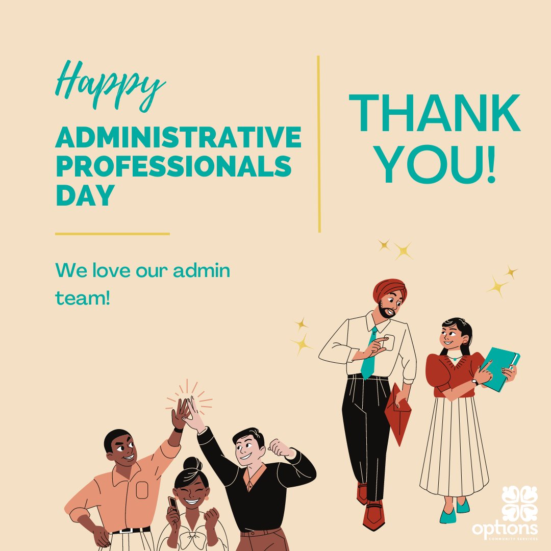 OptionsBC's tweet photo. Happy Administrative Professionals Day to all the hardworking individuals who keep our organization running smoothly! Your dedication and attention to detail are essential to our success, and we are grateful for everything you do.
#OptionsBC #MetroVan #GreaterVan https://t.co/jhNl28juQx