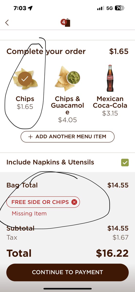HaliPawz's tweet photo. So @ChipotleTweets has an updated app….I think it’s failing 🤦‍♀️  I’ve tried this a variety of ways with the same outcome. https://t.co/JEXZhELG0L