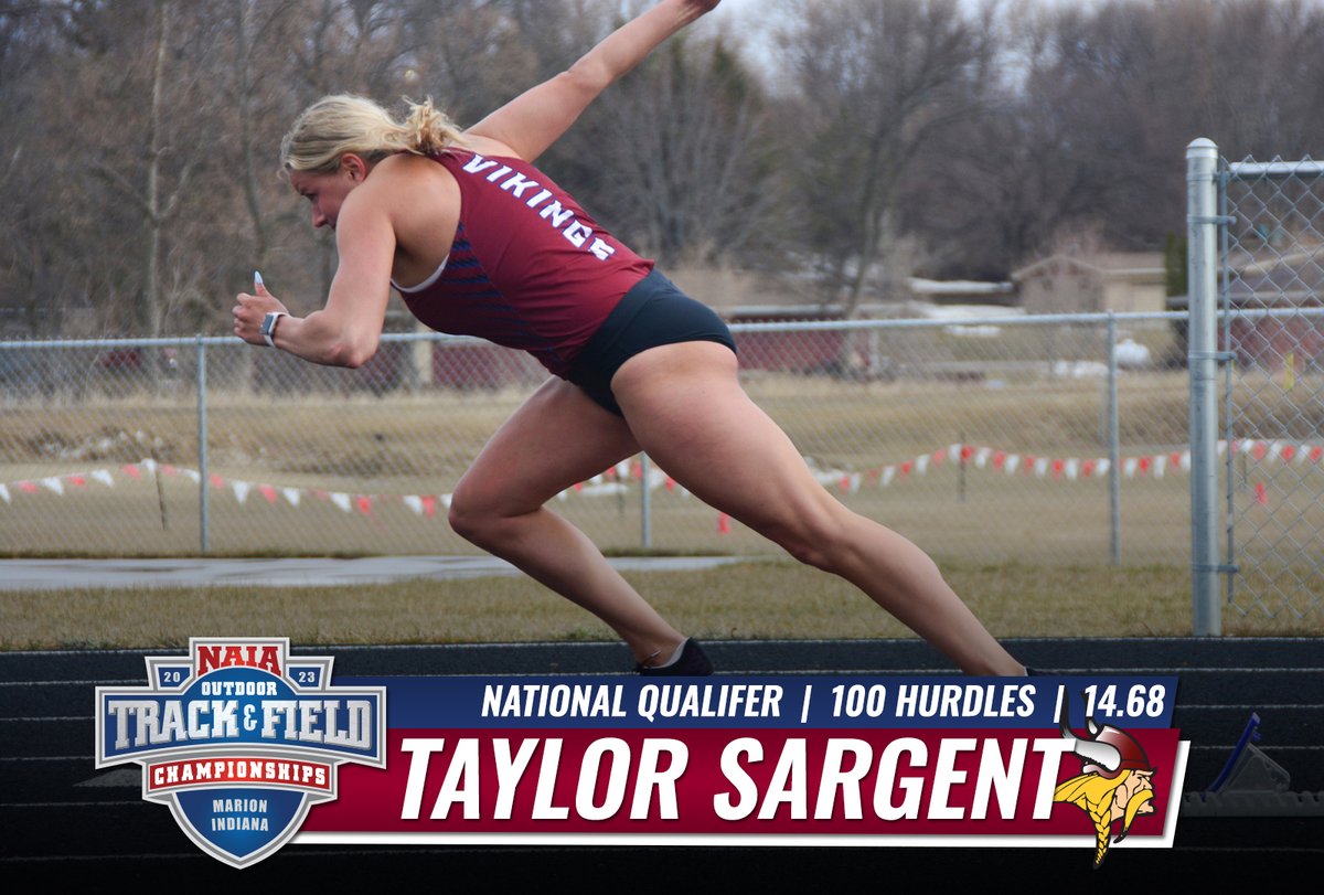 🚨 NATIONAL QUALIFIER! 🔥

Taylor Sargent won the 100 hurdles in 14.68 seconds today, hitting the NAIA National Qualifying standard!
She'll compete at the national meet May 24-26 in Marion, Ind.

Congrats, Taylor!
#VCSUVikingPride