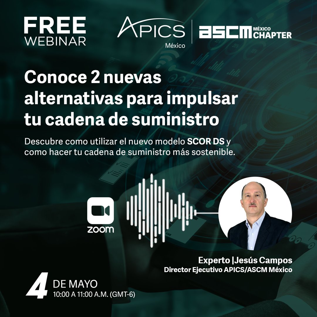 CorporateRM's tweet photo. "Conoce 2 nuevas alternativas para impulsar tu cadena de suministro" de la mano de nuestro Director Ejecutivo Jesús Campos en este #Webinar que #ASCMmexico trae para ti
Inscríbete, es gratuito
📅 04 de Mayo
⏰ 10 am hora CDMX
Regístrate ➡️https://t.co/4jQg48jsGn
#corporatelatam https://t.co/XaU9pTs9kY