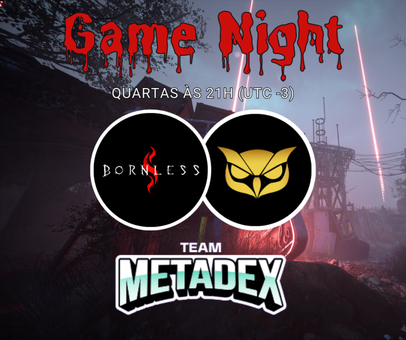E tá rolando mais uma Game Night de <a href="/TheBornlessGame/">The Bornless</a> FODAAA! Na comunidade da <a href="/TheNest_DAO/">The Nest</a> em parceria com a <a href="/Metadex__/">The 300 Spartans</a> 

Hoje tem premiação de 50 DOLETAS!!
Colem que já começou e eu quero ver vocês chegando em peso:
discord.gg/the-nest-dao