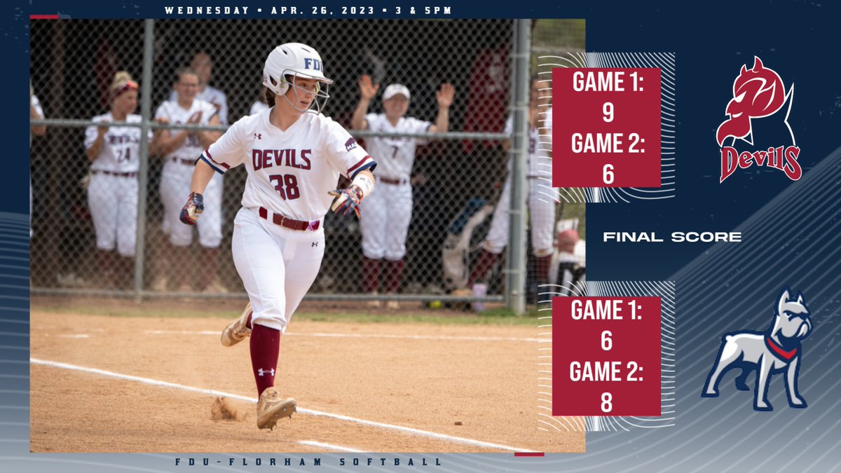 STATS | <a href="/FDUDevilsSB/">FDU Devils Softball</a> splits a MAC Freedom doubleheader with DeSales. Kristen Tigar and Dana Giardina each collected three hits for the win in game one. 

Box Score Game 1: bit.ly/3V9A9Xv
Box Score Game 2: bit.ly/3Hj90M2

Recap Soon! 

#HornsUp #HeatsRising