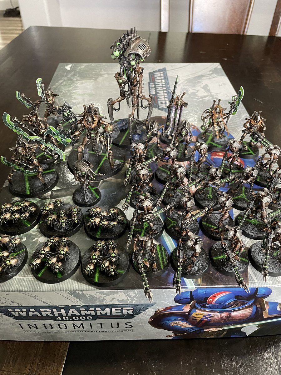 RSArchey's tweet photo. We’ll, murder-bots are finally finished.

That’s my last Warhammer army to paint. 🖌️🎲

#gaming #warhammer #warhammer40000 #warhammerpainting #tabletopgames #geek #projectfinished https://t.co/80jbmb0QQ7