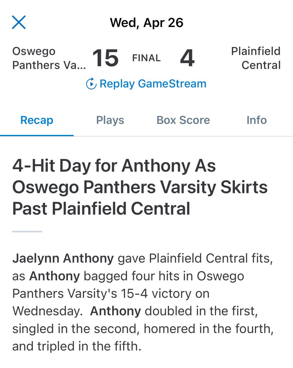 JaelynnAnthony1's tweet photo. Hit the CYCLE today & great day @ SS💣 Contributed 6 RBIs,scored 2R & a double play #notbadforafreshman😉#WascoMade💎@MmWasco @OHSPantherSB @jillienwaldron @RickArmstrong28 @jwelge96 @KCNpreps @BeaconNSports @ChicagoSports @coach2morrow @ExtraInningSB @ondecksoftball @Los_Stuff https://t.co/7B76Lg8KWQ