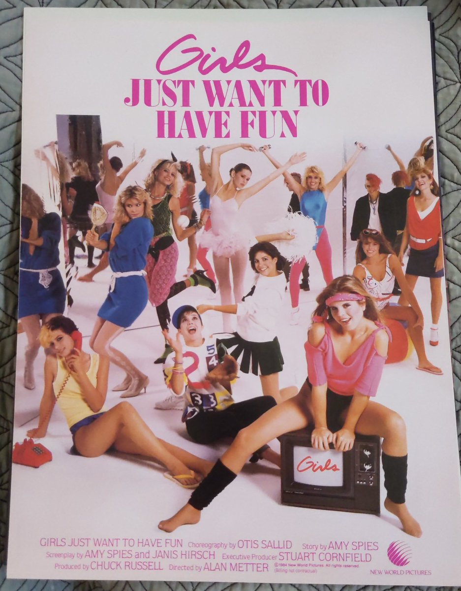 Book update: got some lobby cards that show different titles, or, in the case of GIRLS JUST WANT TO HAVE FUN, a bunch of actors that aren't in the movie AND has Janis Hirsch listed as screenwriters! (Her credit did not make the movie, sadly.)