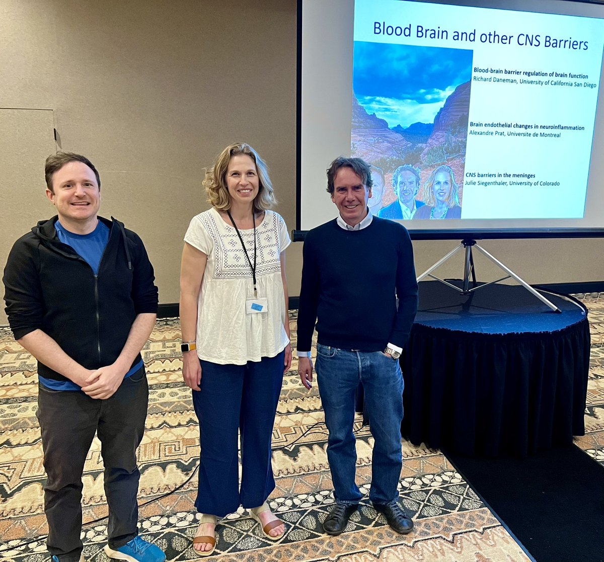 DavalosLab's tweet photo. The Blood-Brain and other CNS Barriers session stirred a lot of great discussion at #SpringBrainConference 2023, after amazing presentations by Rich Daneman, Alex @PratLab and Julie @SiegenthalerLab! https://t.co/Arw1vnp1NT