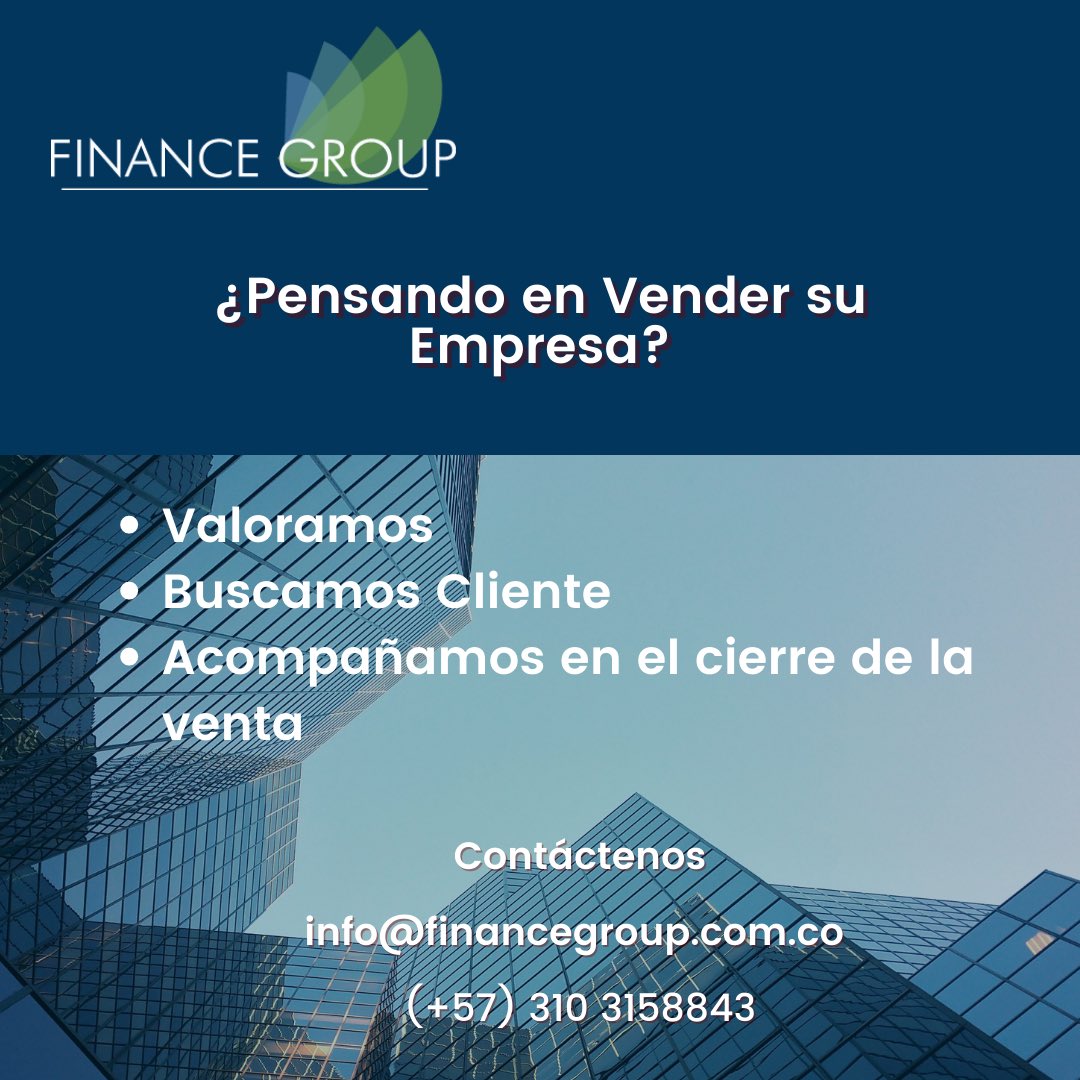 FinanceGroupCol's tweet photo. Siempre es un buen momento para vender!! En Finance Group Colombia lo acompañamos de inicio a fin, fije su estrategia e inicie sin temor.
#financegroupcolombia #financegroupcapital #colombia #inversionistas https://t.co/9d1xsUePHd