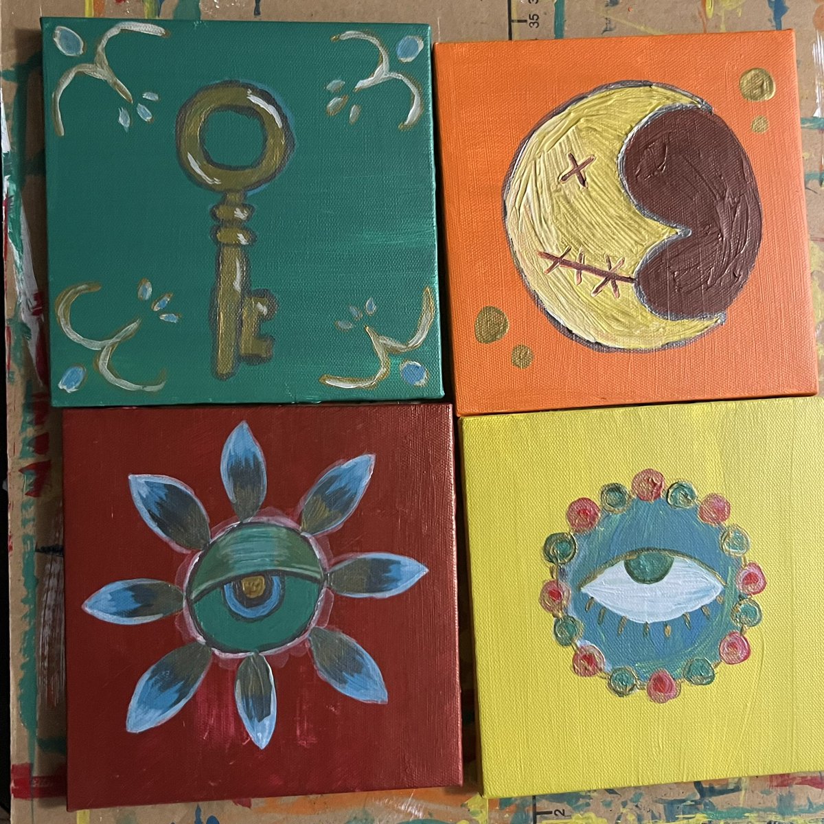 四色展用の絵描いた余りの絵の具で書いた