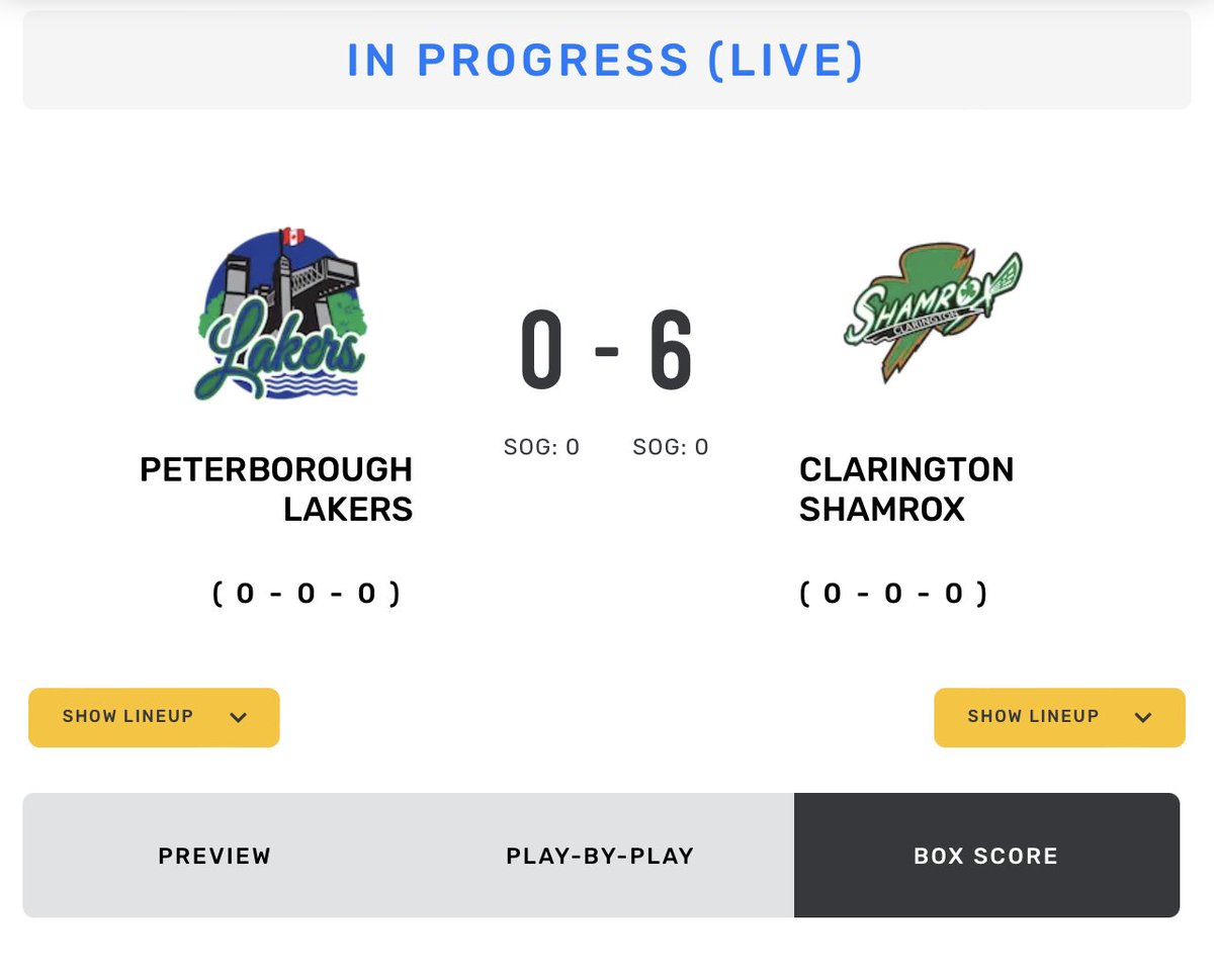 OJCLL's tweet photo. Eric Matthews has scored the first goal of the 2023 @OntarioLacrosse #OJCLL season!

@Shamroxlax lead @PtboJrCLakers 6-0 at the end of the first period. https://t.co/xAAXlqTqOK