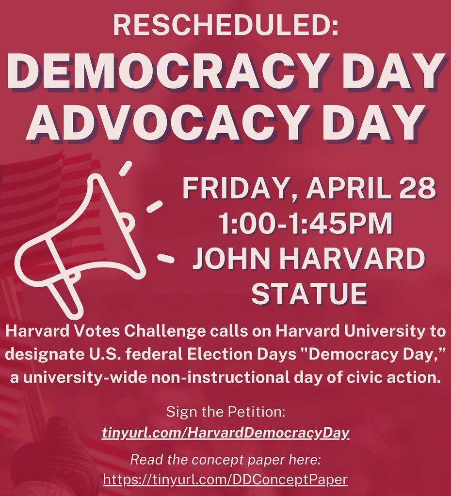 RESCHEDULED! Come join us at the Democracy Day Advocacy Day this FRIDAY at 1PM! 
We appreciate those who briefly came to support on Sunday—we’re almost certain there won’t be pouring rain this time around!🗳️