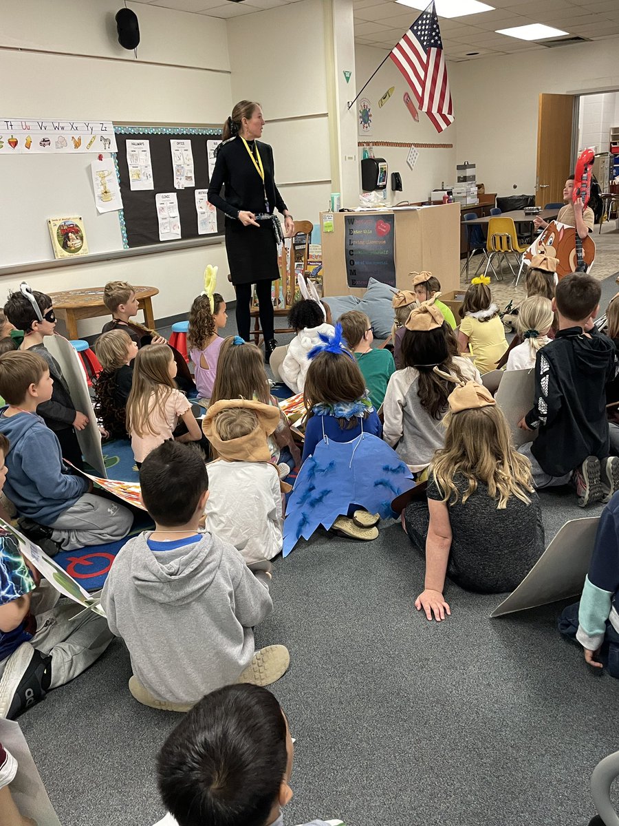 MrsKasmarcak's tweet photo. Pep talk before the big show.  Lining up and getting ready.  The show.   Coming back to class and finding a surprise on our desks from our peaceful pups.  What an awesome day!! https://t.co/SEQNxrF2wz