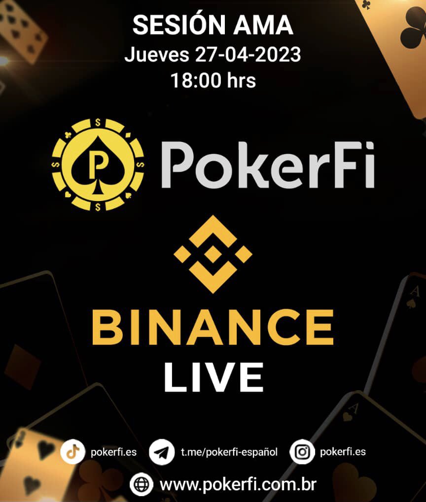 Te invitamos a que mañana  27 de Abril, nos acompañes en este AMA!

A través de BINANCE LIVE

NO TE PUEDES PEDER

HORA: 18:00 ⏰

binance.com/es-LA/live/vid…

#pokerfi #Binance  #poker #BNB  #token <a href="/PokerfiBrasil/">PokerfiBrasil</a> <a href="/FinancePoker/">PokerFi</a>