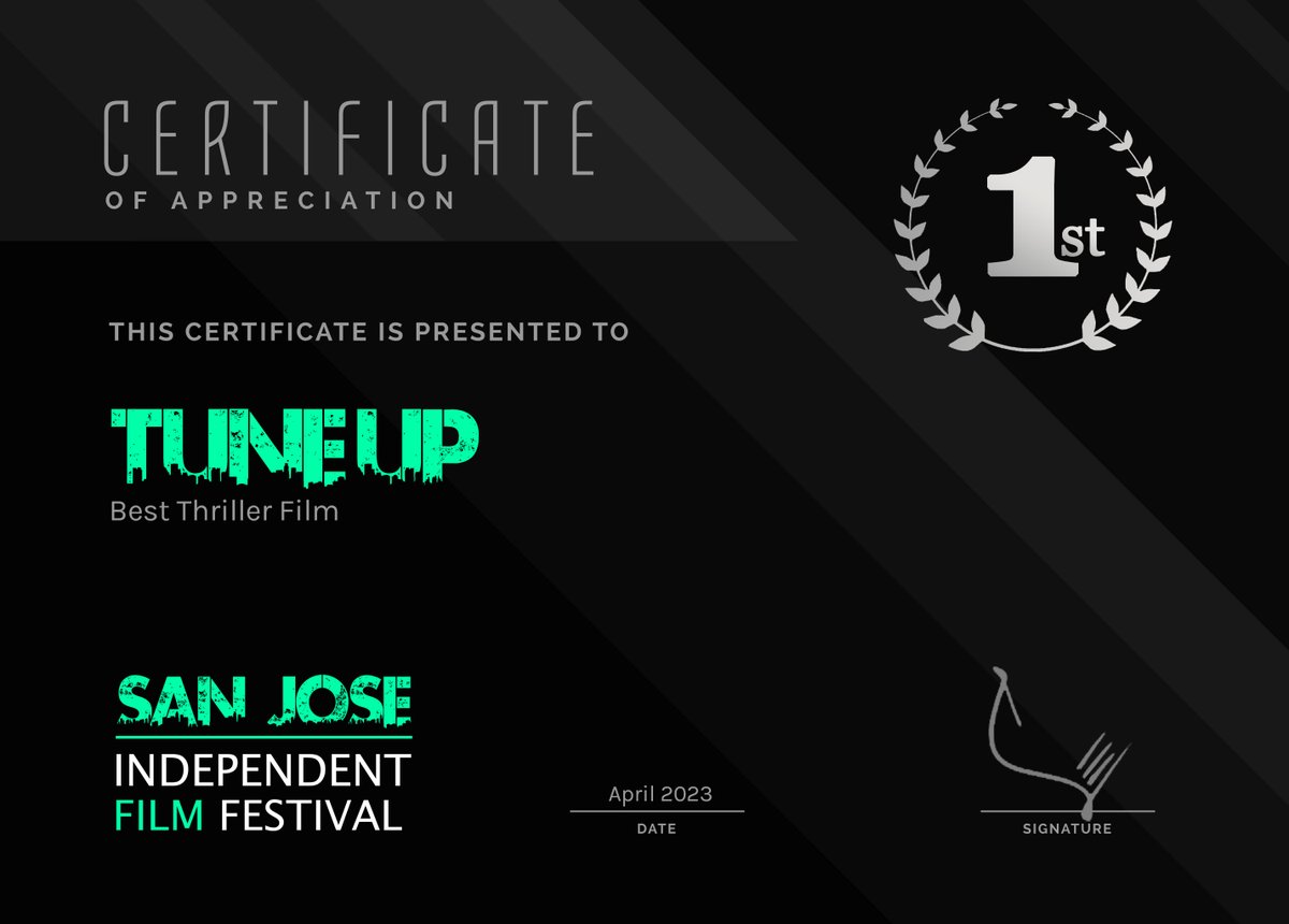 FlatQuackFilms's tweet photo. Tune Up getting some more love from San Jose Independent #FilmFestival for Best Thriller and an Honorable Mention from @IndieXFest! https://t.co/UDzKFnH4PW