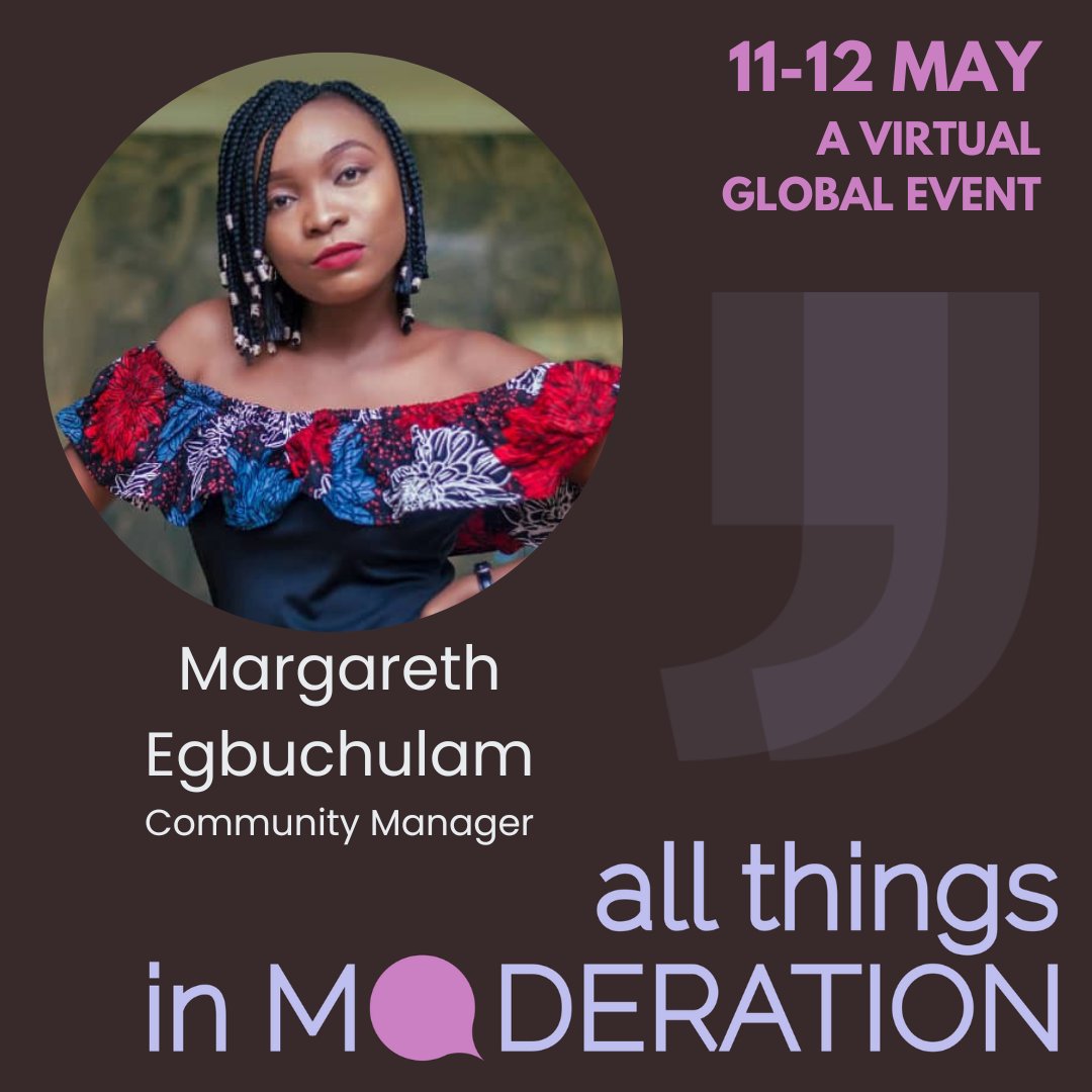 @venessap@aus.social // (@venessapaech) on Twitter photo We're so excited to hear from <a href="/maegy_george/">Maegy | Event Experience Designer✨💫</a> at <a href="/all_moderation/">All Things In Moderation</a>. She'll share her insights around hyperlocal moderation - why it's so important, how to know when it's called for, and how to do it well. Tickets live & on-demand bit.ly/allthingsinmod… #cmgr #moderation We're so excited to hear from <a href="/maegy_george/">Maegy | Event Experience Designer✨💫</a> at <a href="/all_moderation/">All Things In Moderation</a>. She'll share her insights around hyperlocal moderation - why it's so important, how to know when it's called for, and how to do it well. Tickets live & on-demand bit.ly/allthingsinmod… #cmgr #moderation