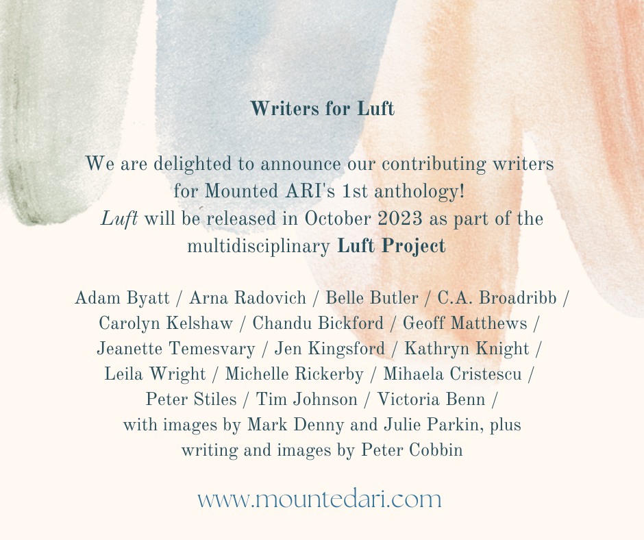 RevHappiness's tweet photo. * good news klaxon *
New Story Announcement!
I have a new story coming out in October as part of @mounted_ari's first anthology which will be part of a multidisciplinary exhibition.
#MountedARI #anthology #story #narrative #NewWork #ShortStory #AustralianWriter #AustralianAuthor https://t.co/INUsdPLVZR