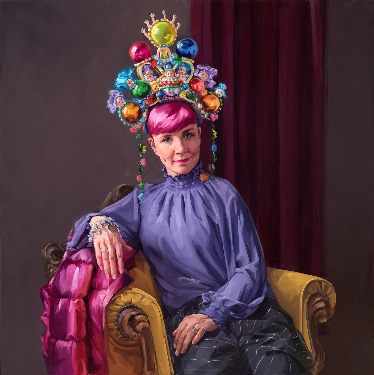 🎉 Congrats to the winner of the 2023 #PackingRoomPrize: Andrea Huelin for her portrait of comedian <a href="/calbo/">Cal Wilson</a>, 'Clown jewels': bit.ly/41yUFDr

Proudly presented by <a href="/ANZ_AU/">ANZ Australia</a>
__

Andrea Huelin 'Clown jewels' © the artist #ArchibaldPrize