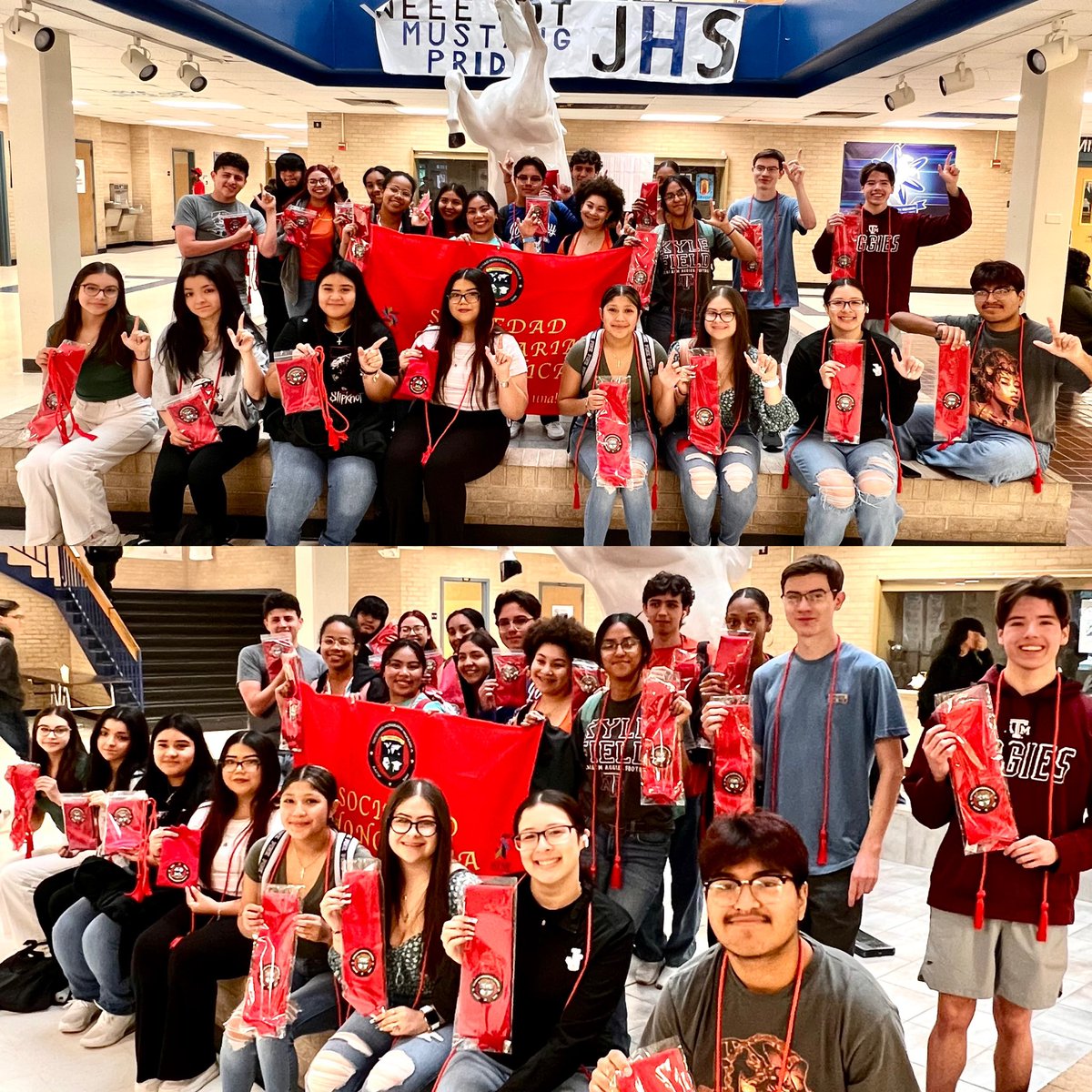JohnJSHS_DAyala's tweet photo. ¡La Sociedad Honoraria Hispánica Clase de 2023!! ¡Qué orgullo y felicidad nos da para estos estudiantes! ¡Suban las JJJJJJJ’s !! 💙❤️💛 Capítulo La Raza Cósmica! @NISDJay @NISDJaySEA @NISDWorldLang @NISD @career_jay @gilma_johnJay @BigDoza51 @jjhstuco @john_jay_cheer @JJAFjROTC https://t.co/4jBsAZBAlx