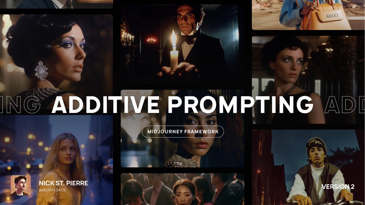 nickfloats's tweet image. Additive Prompting v2
A full compilation of Midjourney tutorials on how I use my Additive Prompting framework to control my image generations, from beginner to advanced prompting.
🧵 Parts 1-10