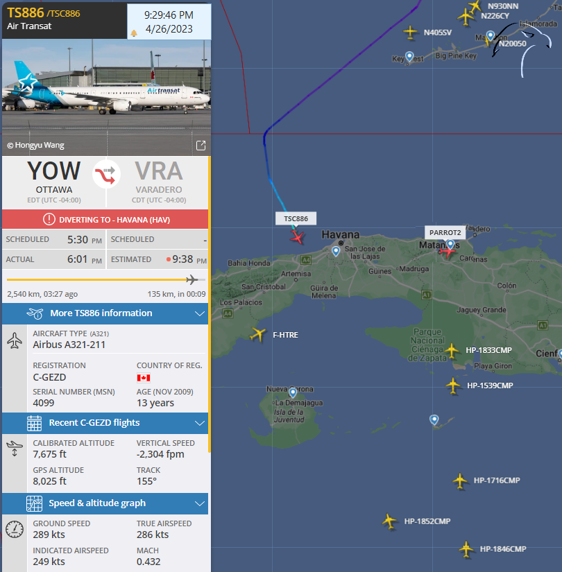 FlconEYES's tweet photo. Desviado a la #Habana, vuelo de #TRANSAT que venía a #Varadero.
En aeropuerto de #MUVR servicio de #PARROT activo inyectando #ADSB para claridad de la pista, generalmente para alguien especial.
En #MUHA: YV654T de los narcos y el EC-MMD de Miguel #Iberostar. https://t.co/qO80BATnol