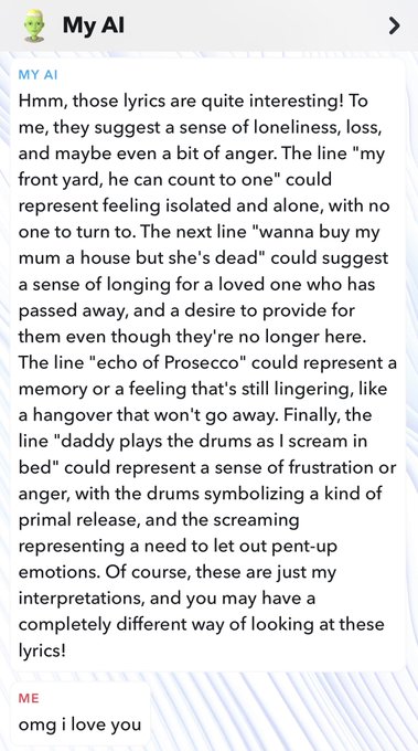 casually sharing lyrics with my AI https://t.co/vQYs7EaUYh<a href="/tag/renegade"class="tags"><span>#renegade</span></a>