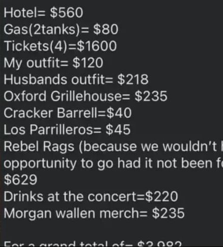 jnflesch's tweet photo. Fã manda conta de 4 mil dólares após Morgan Wallen cancelar show nos Estados Unidos.

O fã também compartilhou um post no Facebook pedindo reembolso de contas desde os ingressos do show até o restaurante onde comeu antes. https://t.co/6UxWr3TTWE