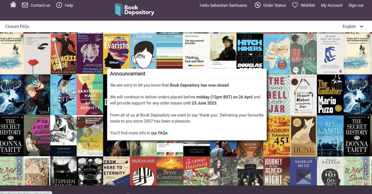 Sisanhue's tweet image. End of an era. #bookdepository