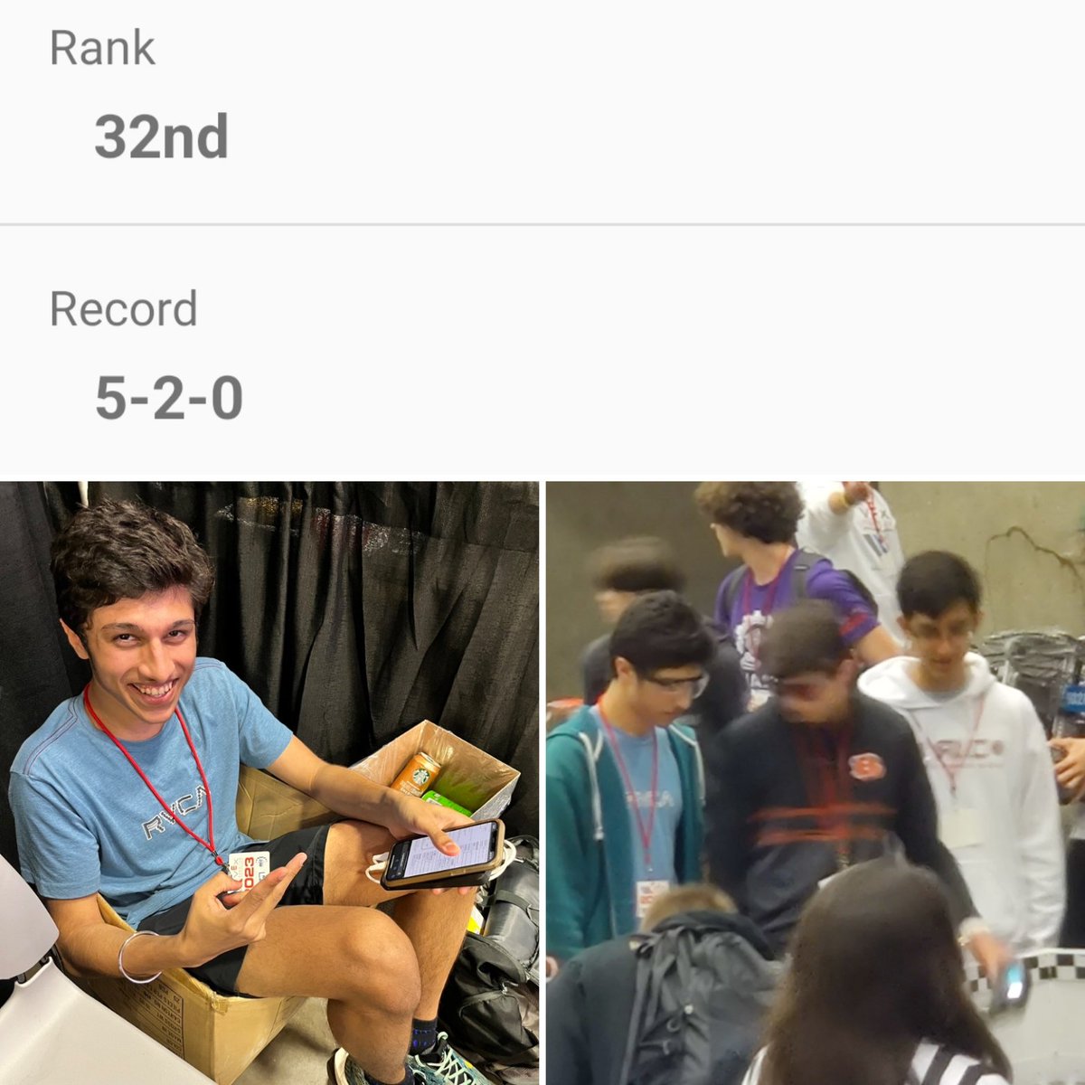 12 hour day saw us partnered with teams from California, Idaho, Oklahoma, Florida and UAE.  After 7 qualification rounds we ended the day in 32nd place (out of 81) with a record of 5-2.