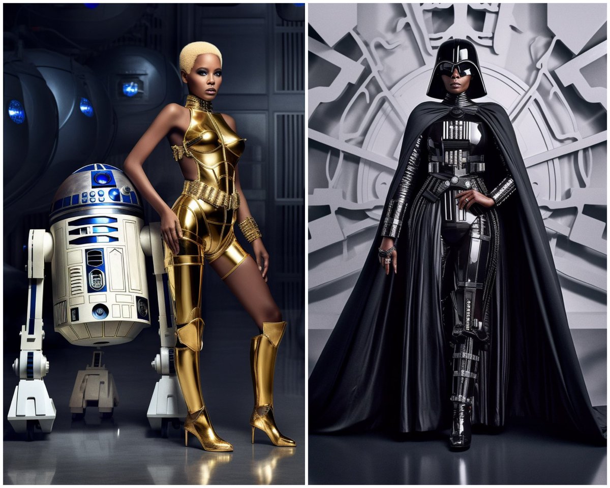 ShotByRyanDee's tweet photo. When you slay in a Galaxy far, far away!

https://t.co/2uXYz2yUi4 

#midjourney #StarWars #StarWarsAIChallenge https://t.co/rGGHT1d6R6