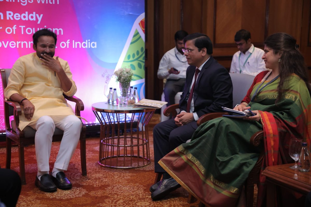 Next in the series of industry outreach Roadshows, being held in Mumbai on 27th April 2023 to promote #GTIS, Shri G. Kishan Reddy , Hon'ble Minister of Culture, Tourism &amp; DoNER having one to one meetings with hoteliers and key stakeholders in  interconnected sectors.

#GTIS2023