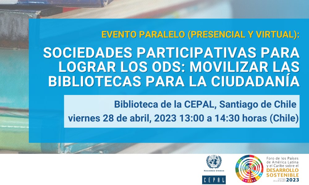 BibliotecaCEPAL's tweet photo. Recuerda HOY 28/4: Webinar al #ForoALC con @febab, @IFLA, #BibliotecaCEPAL @cepal_onu @IFLALAC @IFLA_Lib4Dev@AlejSanta @paulalarrain @josperello @saritaal @IBICTbr @schallierw
📺 Transmisión en vivo: https://t.co/UJFWIgW79K https://t.co/0ekGPJkvjC