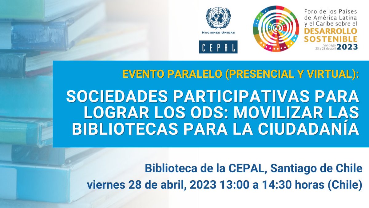 BibliotecaCEPAL's tweet photo. ¡Mañana! No te pierdas nuestro webinar en el #ForoALC #Agenda2030. Más información: https://t.co/5fLSLWY42X

@febab, @IFLA, #BibliotecaCEPAL @cepal_onu https://t.co/TIgP7aI93e