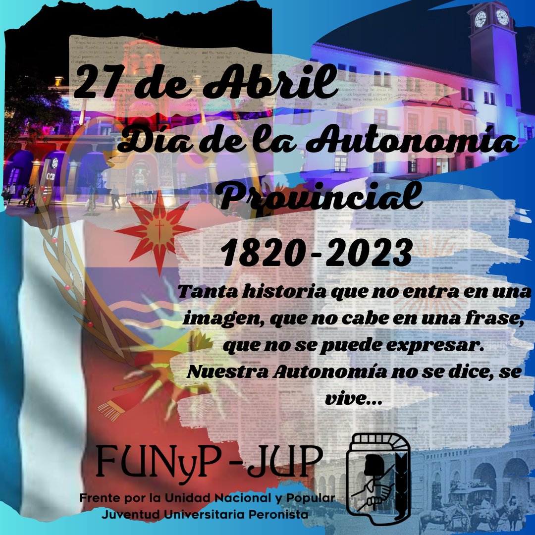 FUNyPUNSE's tweet photo. 203 aniversario de nuestra Autonomía Provincial.
#1820-2023 #SantiagodelEstero #AutonomíaProvincial https://t.co/Ud9kwHy3Z9