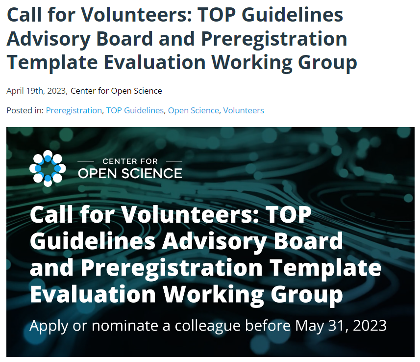 sortecoevo's tweet photo. The Transparency and Openness Promotion (TOP) Guidelines advisory board has an open call for new members. It seems like a wonderful opportunity for Ecologists and Evolutionary Biologists to get involved.
More in: https://t.co/xpcd6Mh8u3 https://t.co/FyMjCWDGfW