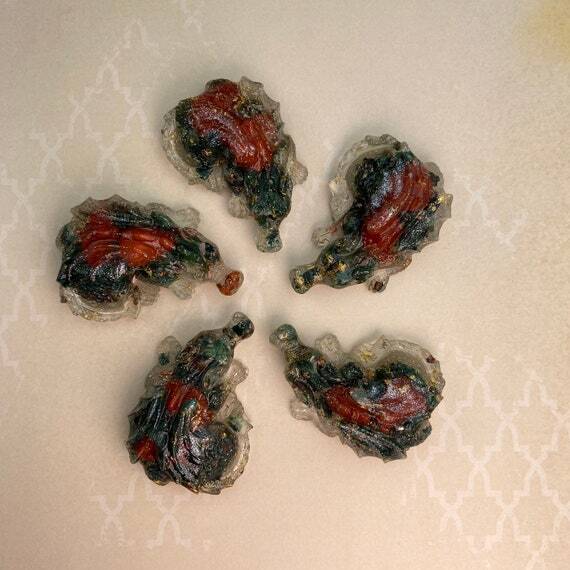 Ready to Ship Red, Green, and Gold Pocket Dragon - Red Jasper Bloodstone Pyrite - Crystal Orgone Art by inspirationalgoodies #handmade #etsy ift.tt/kBSwbrg