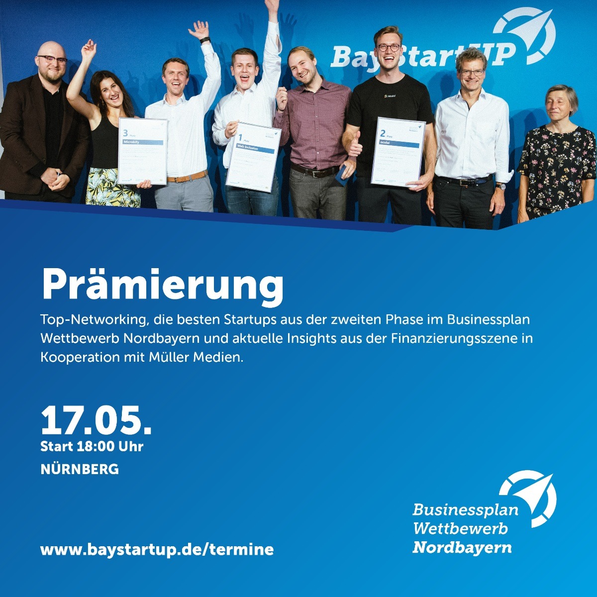 Wir prämieren die besten Startups aus Phase 2 im Businessplan Wettbewerb Nordbayern am 17.05. in Nürnberg. 🖱 Melde dich jetzt für das Event an! bit.ly/2023BPWN2https…