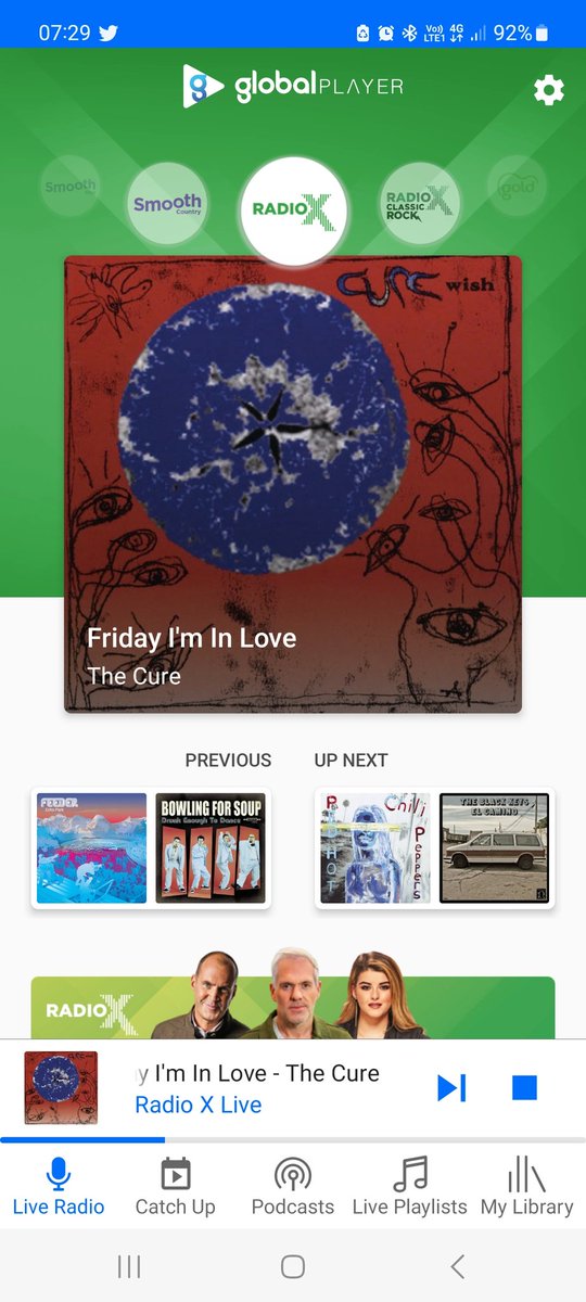 Thanks @RadioX for one of my all time favourites this morning! #TheCure #RadioX #classictune
