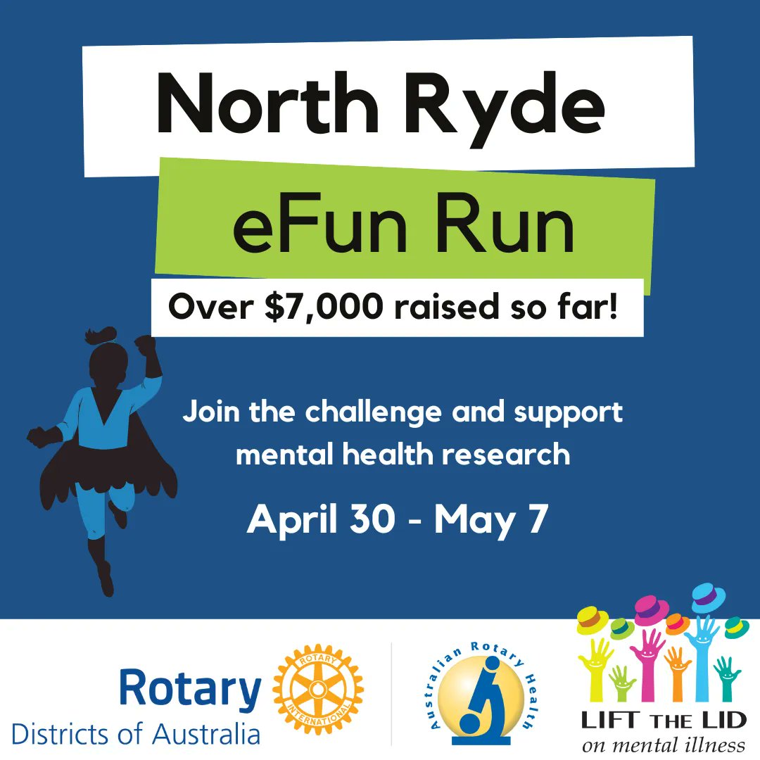 🏃‍♂️ Time to put on your sneakers, the North Ryde eFun Run starts Sunday! 🏃‍♀️ The virtual fun run hosted by the Rotary Club of North Ryde runs from April 30 to May 7 and helps to raise funds for #australianrotaryhealth mental health research. 💜 To join - buff.ly/41mTAi5