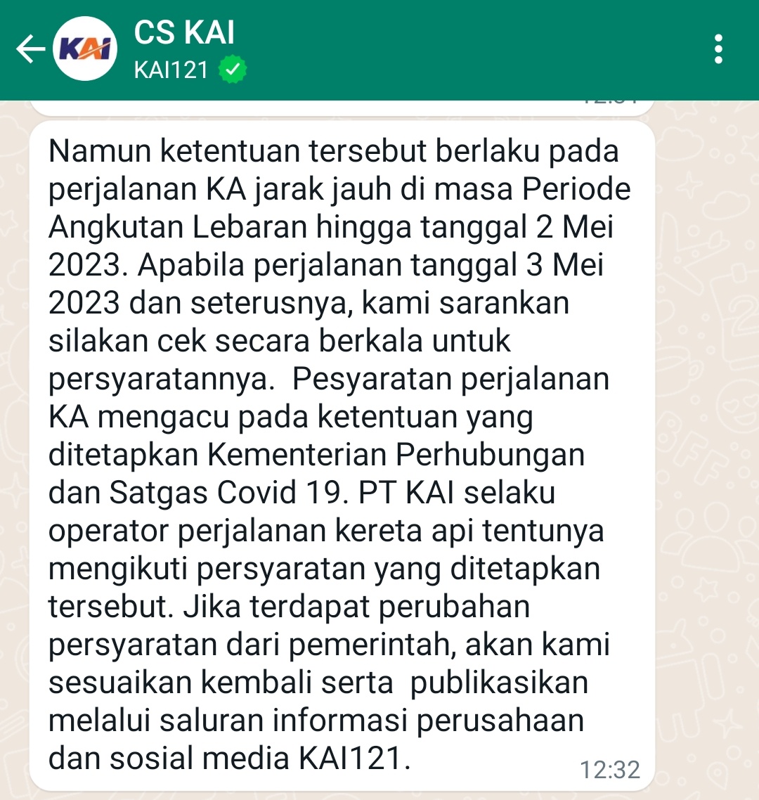 TedInvestigasi's tweet photo. Penjelasan dari Customer Service KAI: Pencabutan syarat vaksin untuk jarak jauh cuma berlaku untuk perjalanan Lebaran hingga 2 Mei. Mulai 3 Mei Syarat booster kembali berlaku.
Masuk akal? 🤔 
Like jika iya, RT jika tidak. https://t.co/29IW9eOGfT