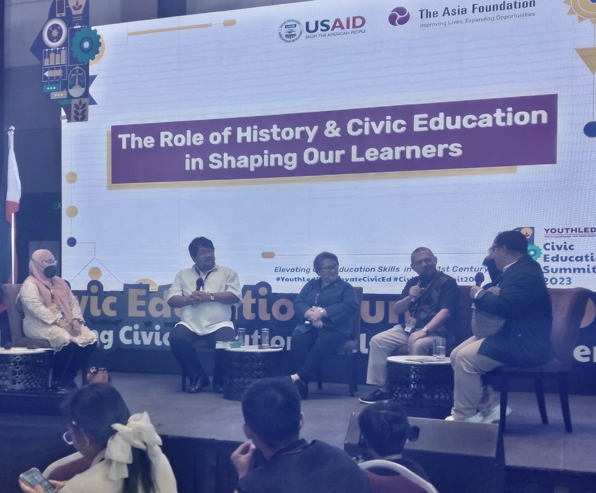 YouthLedPH's tweet photo. Afternoon session discussing the role of history and #CivicEd in shaping Filipino learners. #YouthLedPH #ElevateCivicEd #CivicEdSummit2023 https://t.co/I0ae82a9zw