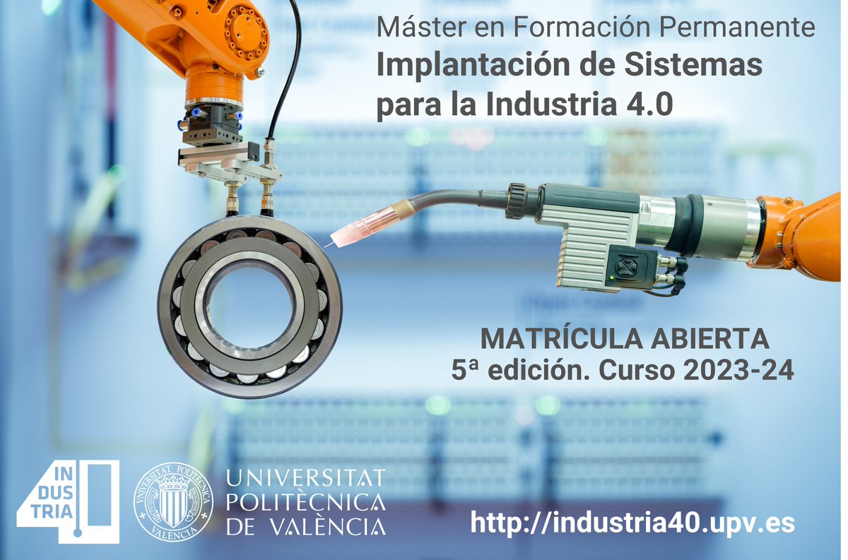¿Te interesa ser un profesional de la Industria 4.0? En la <a href="/UPV/">Universitat Politècnica de València</a>  y el <a href="/UPV_CFP/">UPV-CFP</a> tenemos lo que necesitas.  
Inscripción ABIERTA para la 5ª edición. Más info en industria40.upv.es