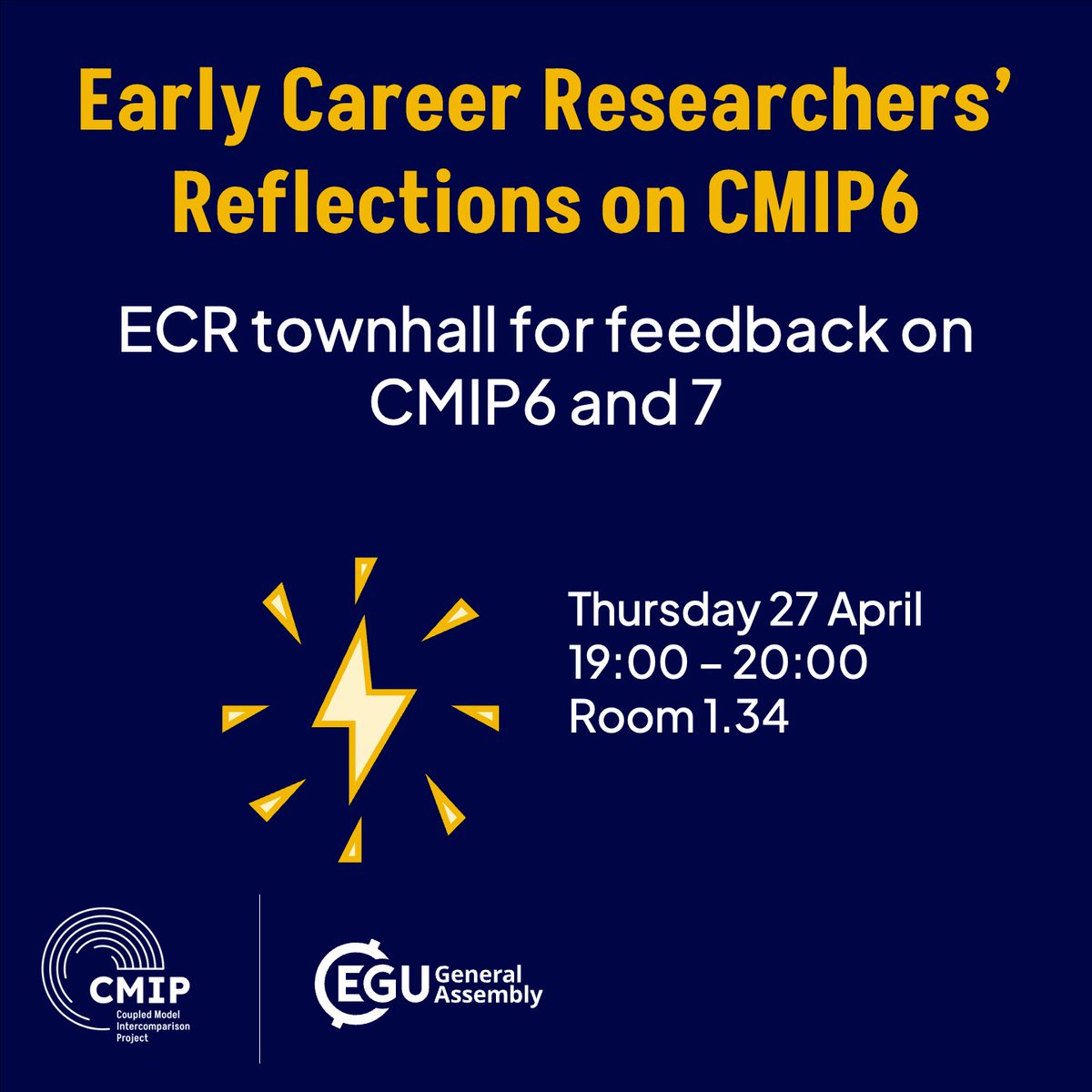 🌍Early Career Researchers’ reflections on CMIP🌍 Join us on Thursday for a #CMIPTownhall at 19:00 to give your suggestions on CMIP plus an exciting opportunity for ECRs! (Room 1.34) Led by @h_t_Hewitt and @BirgieHassler Add to your schedule 👉 meetingorganizer.copernicus.org/EGU23/session/… #EGU23