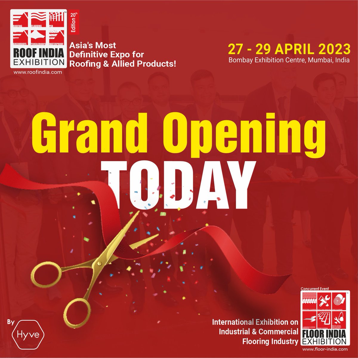 Grand Opening Today! for Roof India 2023, India's Largest Roofing &amp; Allied Products Event      
     
Book Your Free Visit Now! - lnkd.in/e4cr4Qc     
.             
.            
.             
.             
.             
#roofindiaexpo2023
