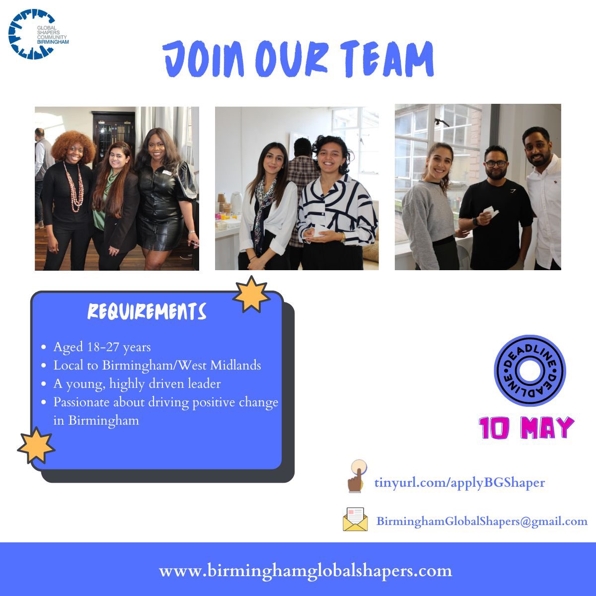 We are recruiting! There’s never a better time to join the <a href="/BirminghamGSC/">Birmingham Global Shapers</a> than now. 

If you’re interested, kindly apply here- tinyurl.com/applyBGShaper

Also share with a friend who might be interested 💕

<a href="/GlobalShapers/">Global Shapers</a> <a href="/wef/">World Economic Forum</a>