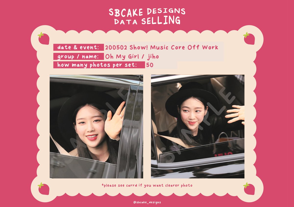 sbcake_designs's tweet photo. ↷ Data Sale! #OHMYGIRL ↶

➸ 200502 Show! Music Core Off Work
#Mimi (30 SGD / USD)
#Jiho (40 SGD / USD)

➸ 200511 Idol Radio
#Hyojung (45 SGD / USD)

!! all for 100 SGD / USD !!

⤷  https://t.co/aHHt4mkPz1

#데이터 #대리찍사 #댈찍 #데이터 #DATA #오마이걸 #효정 #미미 #지호 https://t.co/2Z176Cr4EI