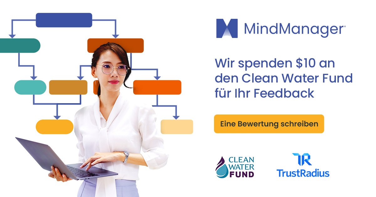 MindManagerDE's tweet photo. IHRE ehrliche Meinung zählt! Wir arbeiten stetig daran, unser Produkt für Sie weiterzuentwickeln. Bitte teilen Sie deshalb Ihre @MindManager Erfahrungen mit uns! Als Dankeschön spenden wir $10 an den Clean Water Fund. Eine Bewertung schreiben: https://t.co/4UCzgGKwuk https://t.co/yOSR86Yxev