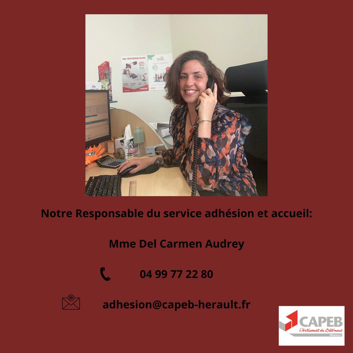 Aujourd’hui présentation du service adhésion et de CAPEB Avantages dont bénéficie nos adhérents.
Mme Audrey Del Carmen  04 99 77 22 80 ou  adhesion@capeb-herault.fr.
#capebherault #herault #montpellier #clermontlherault #beziers #occitanie #batiment #34 #btp #artisans #artisan34