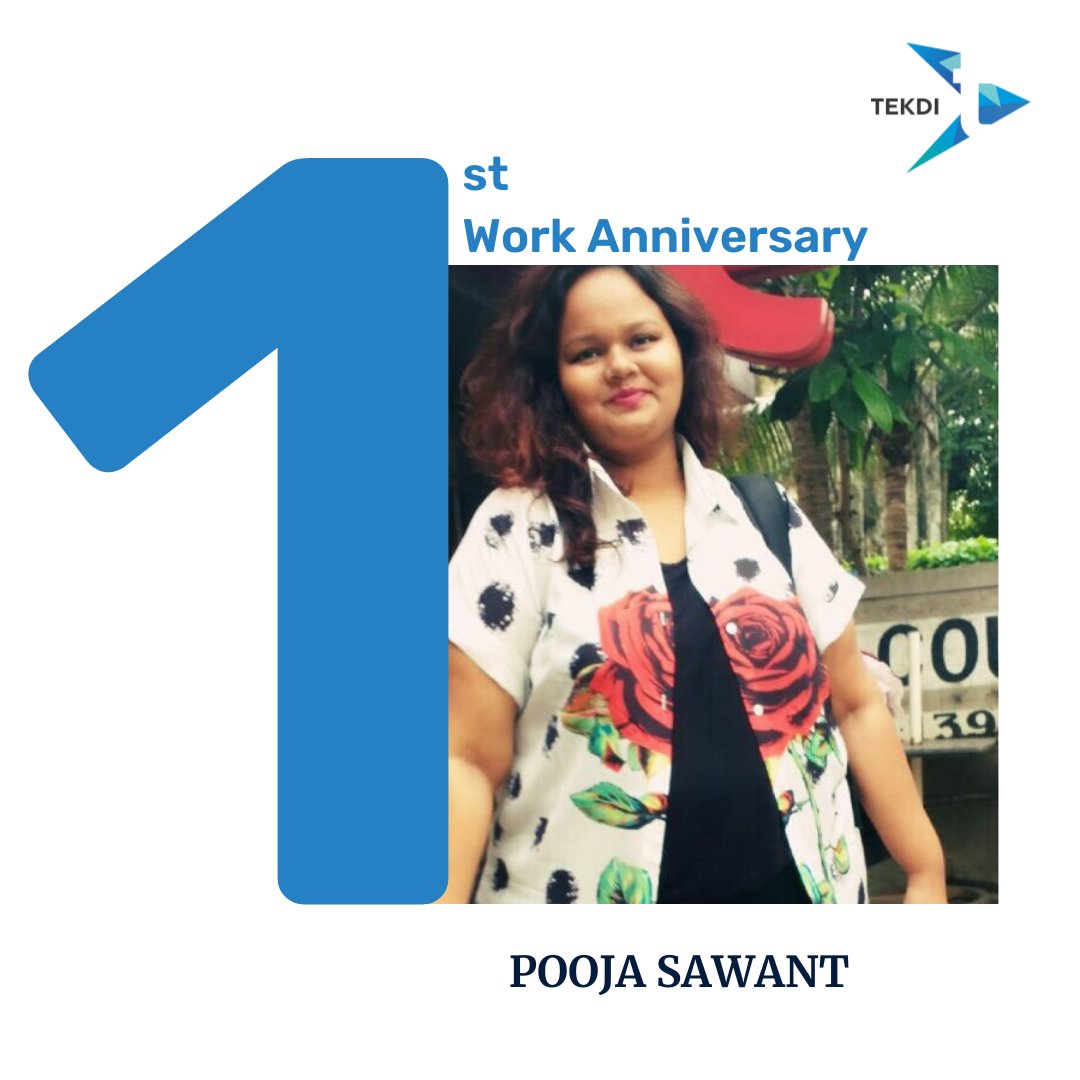 tekdinet's tweet image. Congratulations on your 1st work anniversary @Sawant_Pooja_S ! Looking forward to another year of learning, creating, and #MakingItMatter !

#1stWorkAnniversary #WorkAnniversary #TekdiTechnologies #TekdiFamily #LifeAtTekdi #MakeItMatter