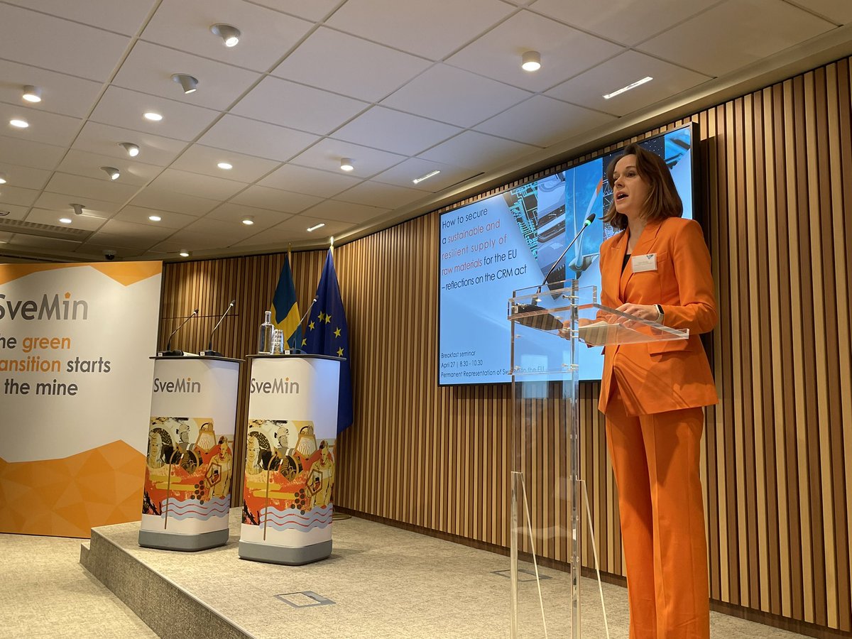 “We have the raw materials, and we can mine these sustainably” says State Secretary Sara Modig, at our breakfast seminar here in Brussels. #mining #climatetransition