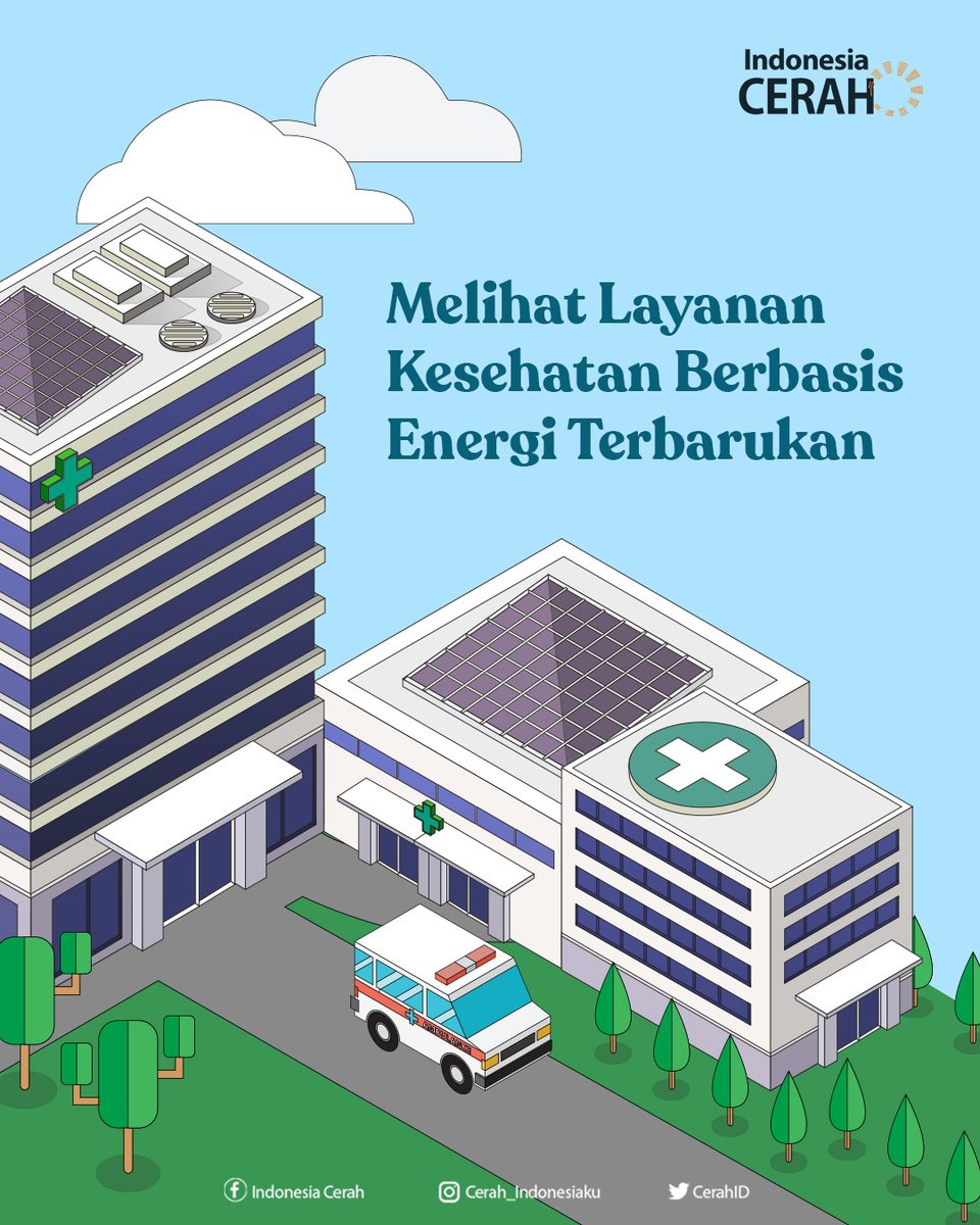 CerahID's tweet photo. Kini, sejumlah pusat layanan kesehatan di Indonesia telah mengusung konsep bangunan hijau. Deretan rumah sakit ini memakai energi terbarukan sebagai sumber listriknya. Semoga semakin banyak rumah sakit lain yang meniru hal baik ini, ya! Sebab, tak hanya obat-obatan, energi terbarukan juga dapat turut berperan dalam menyembuhkan manusia, bahkan alam.

#EkonomiHijau #EnergiTerbarukan #IndonesiaCerah #EnergyTransition #GreenEconomy #RenewableEnergy #TransisiEnergi
